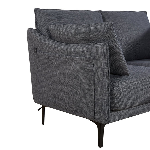 English Elm 2.5 Seater Button Tufted Upholstered Sofa with Usb Port Metal Legs and Two Accent Pillows W820P224378