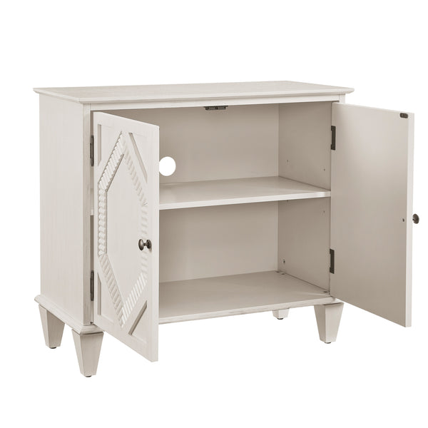 English Elm 33.6" Retro Wooden Sideboard with Fluted Diamond Panels, Mid-Century Console for Living Areas Antique White W1801P346237