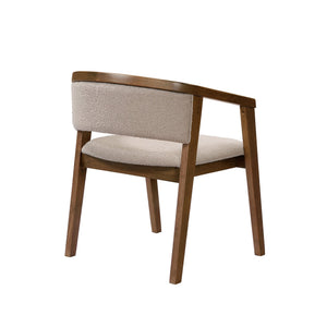 English Elm Christopher Knight Home® - U-shaped Mid-Century Dining Chair with Armrests, Bouclé Upholstery, High-Density Foam Comfort khaki,Walnut N771P331338T