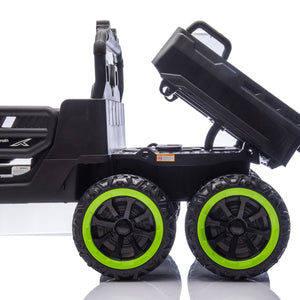 English Elm 24v Two Seat Kids Electric Dump Truck Six Wheel 4wd Utv with Parental Remote Black W1578P268991