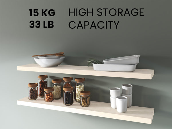 English Elm Greer Floating Shelf Melamine - Modern Minimalist Wall-Mounted 47.3" x 9.8" White Washed Oak Finish Multicolor 47.2 L x 10.2 W x 3.5 H B128P375308