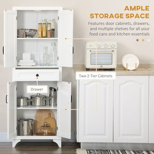 English Elm Homcom 67" Tall Freestanding Kitchen Pantry Cabinet With Adjustable Shelves & Drawer For Organized Storage W2225P229569