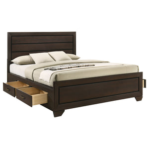 English Elm Holmgren Eastern King Storage Bed with Recessed Panel Headboard in Dark Cocoa Wood B062S01811