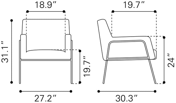 Charleston Accent Chair Gray 109525 Zuo Modern