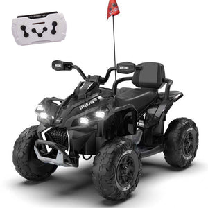 English Elm 24v Kids Electric Atv Xxxl Off-road Ride on with Remote Parental Control and Bluetooth Black W1578P228312