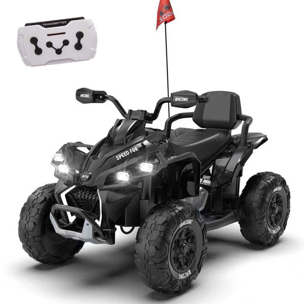 English Elm 24v Kids Electric Atv Xxxl Off-road Ride on with Remote Parental Control and Bluetooth Black W1578P228312