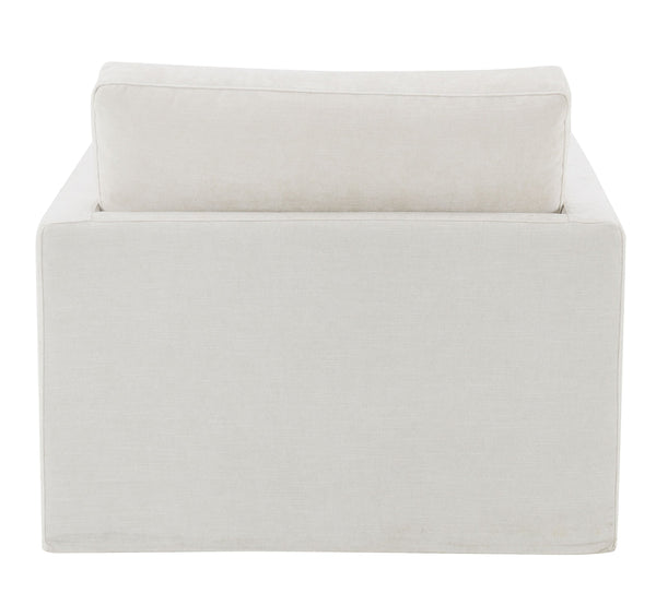 English Elm Naveen Ivory Fabric Swivel Chair with Toss Pillow — Plush Foam Seat, 360° Swivel, Wooden Frame Comfort B2726P242441