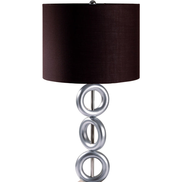 English Elm 29" Tall Metal Table Lamp - Modern Silver Finish With Espresso Round Shade For Stylish Lighting B072116166