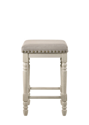English Elm Tasnim Counter Height Stool Set of 2 in Antique White & Tan Upholstered Seat, Nailhead Trim Accents B2726P285037