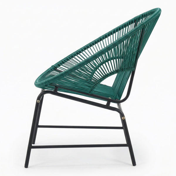 English Elm Nusa Outdoor Pe Rattan Patio Chairs with Iron Frame Airy Oval Weave Set of 2 Teal N775P422987T