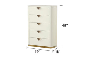 English Elm La Pierre Modern 5-Piece Queen Bedroom Set With Upholstered Bed, Gold Accents & Ambient Lighting B009S02120