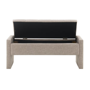 English Elm Modern Linen Upholstered Storage Bench with Hydraulic Lift for Bedroom or Living Room W2671P222546