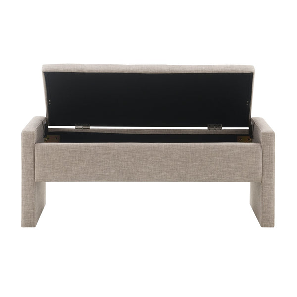 English Elm Modern Linen Upholstered Storage Bench with Hydraulic Lift for Bedroom or Living Room W2671P222546