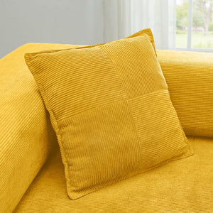 English Elm 108'' Modular Cloud Sectional Corduroy Couch with Fold Flat Backrest for Living Rooms Yellow W1117S00293
