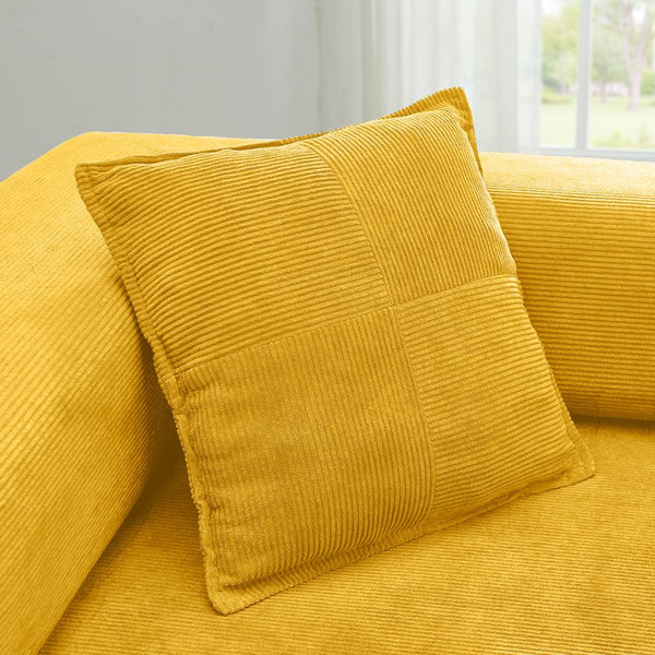 English Elm 108'' Modular Cloud Sectional Corduroy Couch with Fold Flat Backrest for Living Rooms Yellow W1117S00293
