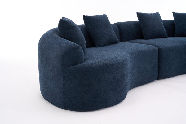 English Elm Compression Compression Sponge Sofa Curved Modular Sectional with 30D High-Density Chenille Sleeper for Cozy Apartment Living Room Comfort and Safe Rounded Design Antique Blue W2231S00019