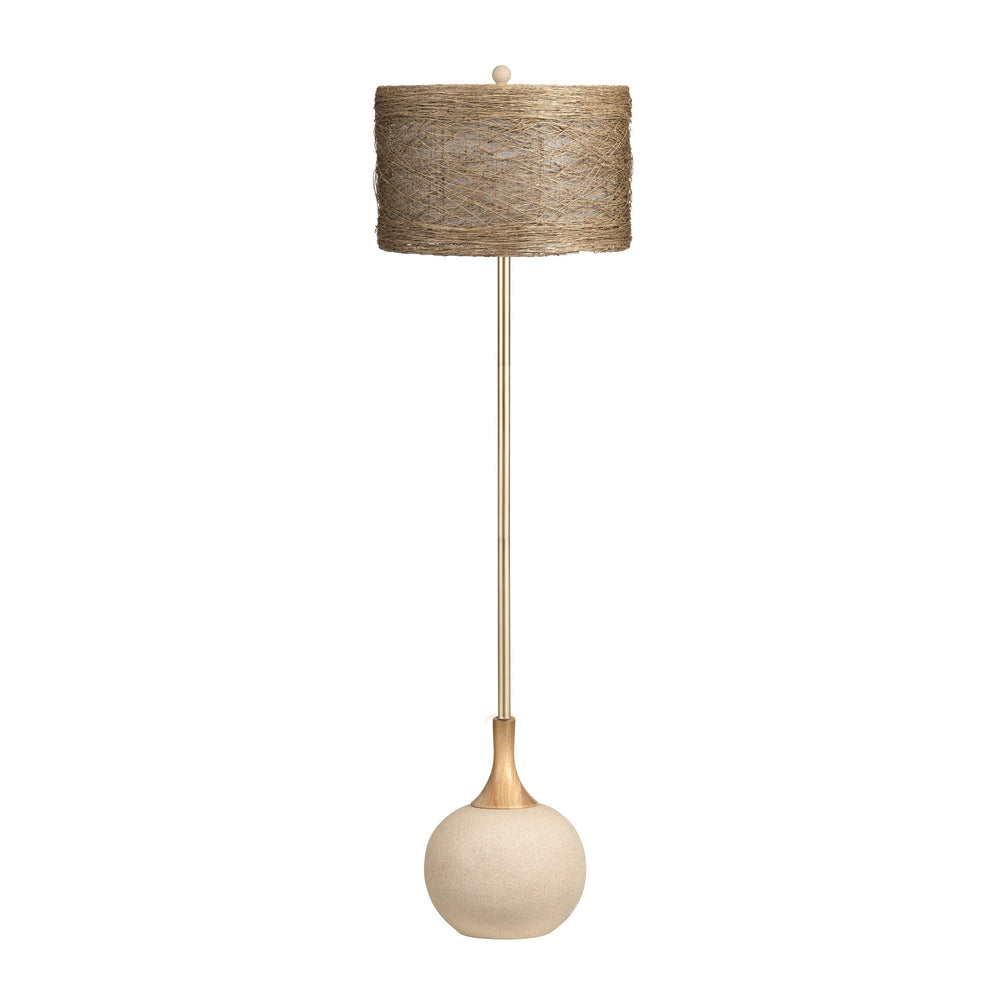 Crestview Collection Kenya Floor Lamp - Elegant Woven Rattan Shade, Sandstone Base, 3-way Socket & Versatile Design   Cvazvp110