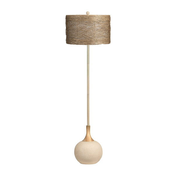 Crestview Collection Kenya Floor Lamp - Elegant Woven Rattan Shade, Sandstone Base, 3-way Socket & Versatile Design   Cvazvp110