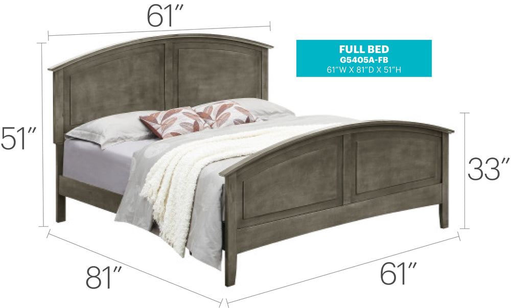 English Elm Versatile Full Bed in Gray - Durable Particleboard, Functional Casual Design, 50"H x 62"W x 77"D Comfort Assembly Required B078S00411