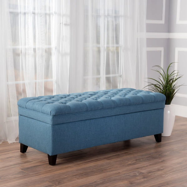 English Elm Christopher Knight Home® - Juliana Versatile Blue Storage Ottoman: Stylish Seating, Hidden Storage & Timeless Design For Any Room 57741.00BLU