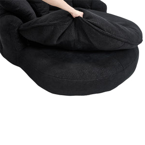 English Elm Oversized Memory Foam Chenille Bean Bag Sofa with Wrap-Around Backrest and Lumbar Support for Adults Black W395P359415