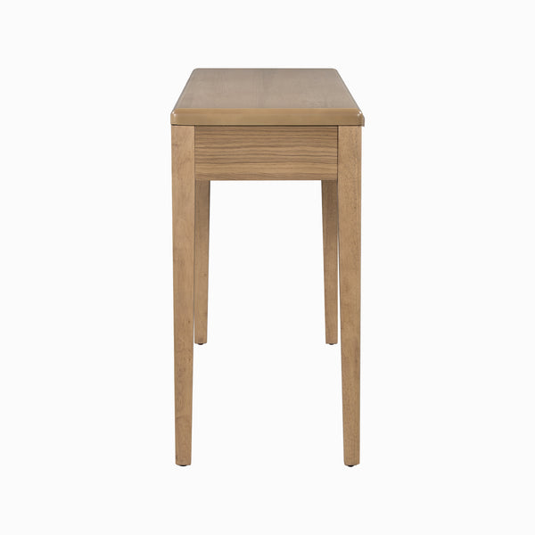 English Elm U_style Oak Veneer Console Table with Three Wave Drawers for Entryway or Foyer Natural N711P401926N