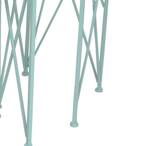 English Elm Mito Three Piece Nesting Plant Stand Set with X Cross Metal Base and Wood Tops Blue+Brown B056P416915