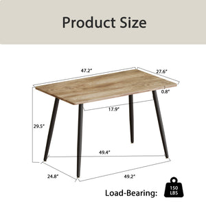 English Elm 47" Modern Mdf Wood Grain Dining Set Seats 4 with Green Chairs and Black Metal Legs W2189S00843