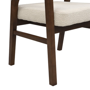 English Elm Christopher Knight Home® - Wooden Modern Dining Chair with Ergonomic Curved Back and Bouclé Upholstery, Solid Rubberwood Craftsmanship Beige,Walnut N771P346814T