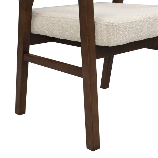 English Elm Christopher Knight Home® - Wooden Modern Dining Chair with Ergonomic Curved Back and Bouclé Upholstery, Solid Rubberwood Craftsmanship Beige,Walnut N771P346814T