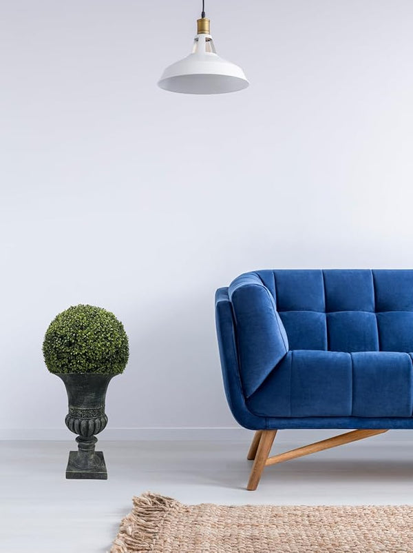 English Elm 32" Ball Topiary in Magnesia Pedestal Pot — Lifelike Artificial Plant for Indoor & Outdoor Decor Grey W1550P288706