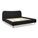 English Elm Roman Curved Headboard Upholstered Platform Bed, King, Ebony Black Boucle