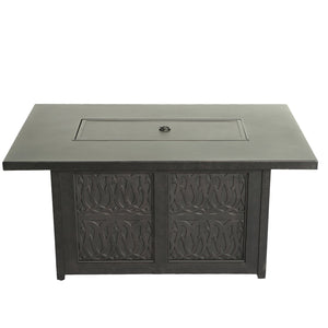 English Elm Aluminum Antique Bronze 50x32" Rectangle Fire Table with Fire Glass, Cover & Rust-Free Cast Finish B010S00468