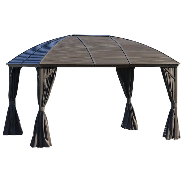 English Elm Garden Hardtop Gazebo Aluminum Frame Steel Dome Roof Outdoor Patio Shelter T3971S00237