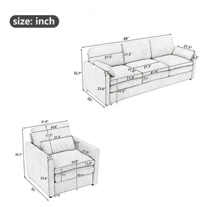 English Elm Cozy Oversized Upholstered Sofa Set - Plush Comfort With Double Cushion Support For Modern Living Rooms N719S001921E