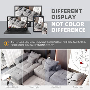 English Elm Modern Oversized Modular Sectional Sofa - Cozy Chenille, 6 Pillows, No Assembly, Flexible Layouts, Grey W1885S00076