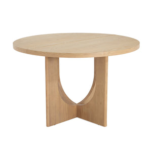 English Elm Christopher Knight Home® - 5PCS Mid-Century Modern Dining Set with Round Wood Table and Upholstered Fabric Chairs, Sleek Design Natural+Beige 58915.00LBE_N771P240935K