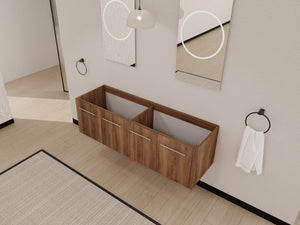 English Elm 60 Inch Wall-mounted Bathroom Vanity Cabinet with Soft-Close Doors, Eco Plywood, Scratch & Water-Resistant Finish Brown Ebony W999P208034