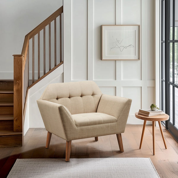 JLA Home INK+IVY - Wide Sculptural Mid-Century Lounge Chair, 37" Wide Angled Silhouette, Hand-Tufted Durable Upholstery II110-0455