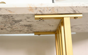 English Elm Accent Console Table Sculptural Black Gold Metal Legs Slim Entryway Hallway Decor W2263P395487