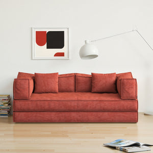 English Elm 78.8Inch Modular Sofa Bed - Versatile Orange Corduroy Sofa For Small Spaces, Lounge & Sleep Comfortably W3147P278135