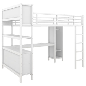 English Elm Metal Loft Bed With L-Shaped Desk & Ample Storage - Full-Size Heavy Duty Bed For Kids & Teens W1580S00067