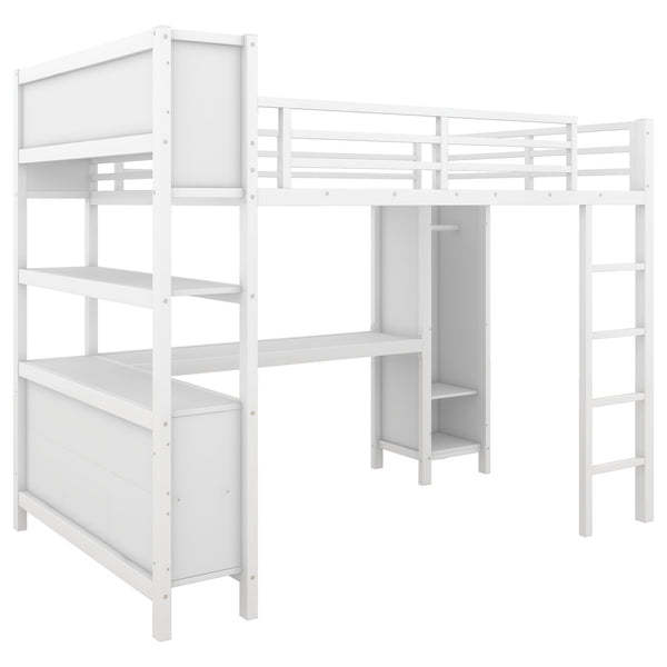 English Elm Metal Loft Bed With L-Shaped Desk & Ample Storage - Full-Size Heavy Duty Bed For Kids & Teens W1580S00067