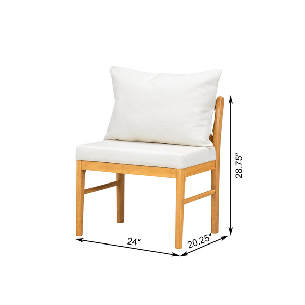 English Elm Farmhouse Solid Rubberwood Dining Chairs Set of 2 with Breathable Rattan Weave — Quiet Luxury Design Natural+White N842P294502A