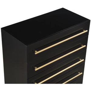 English Elm Contemporary 5-Drawer Chest with Brushed Gold Legs and Handle, Durable Wood Construction, Sleek Bedroom Storage Black+Gold 39 L x 21 W x 43 H B011P353753