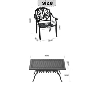 English Elm 5-Piece Cast Aluminum Patio Furniture Set With Plush Brown Cushions For Stylish Outdoor Comfort W1710S00079