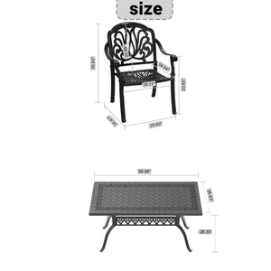 English Elm 5-piece Cast Aluminum Outdoor Dining Set Old World Ornate Patio Furniture Brown Cushions W1710S00572