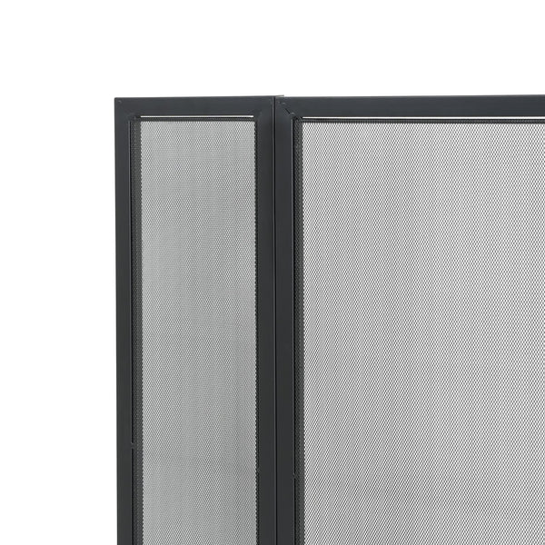 English Elm Quiana Three Panel Wrought Iron Hearth Screen Matte Black Mesh for Modern Loft Decor N775P386892B
