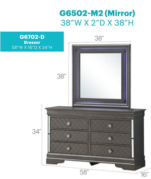 English Elm Verona G6702-D Dresser - Sleek Metallic Black With Silver-Champagne "X" Motif & Spacious Storage Solutions B078108374-GIGA