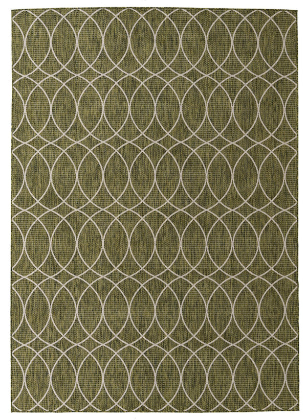 Unique Loom Outdoor Trellis Gitter Machine Made Trellis Rug Green, Ivory/Gray 7' 10" x 11' 0"